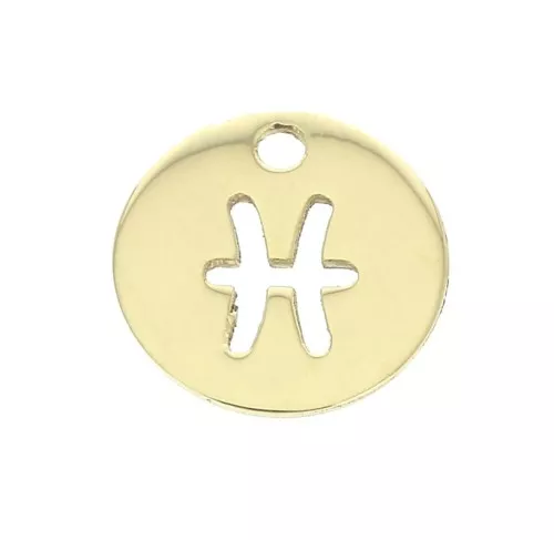 Dije redondo - signo del zodíaco Piscis10 mm de Gold filled x1