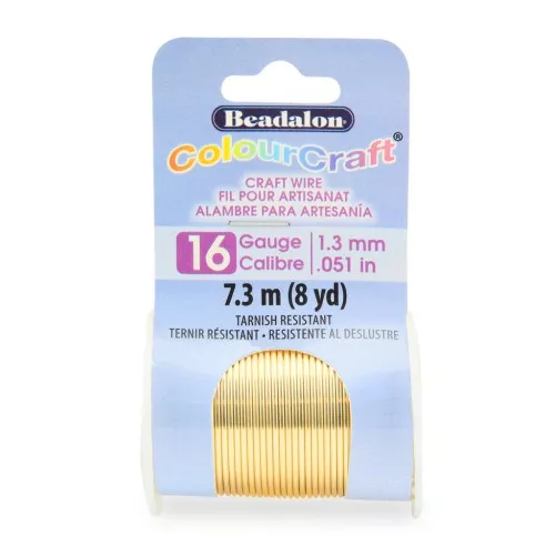 Hilo de cobre redondo Color Craft Wire 1.3 mm - Dorado antiempañamiento x7.3 m