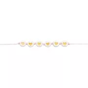 Surdido de 165 cuentas redondas - Corazones - 7 mm Blanco - Dorado