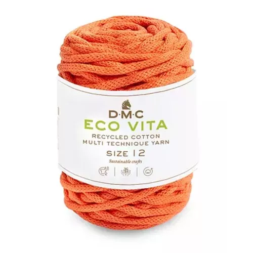 Bobina de cordón 4mm algodón reciclado para macramé DMC Eco Vita 12 - Naranja x55m
