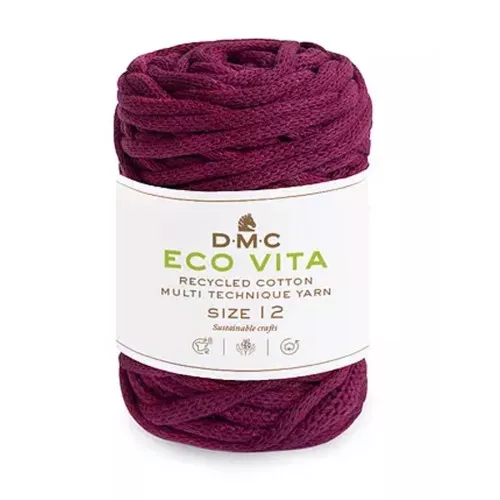 Bobina de cordón 4mm algodón reciclado para macramé DMC Eco Vita 12 - Prune x55m