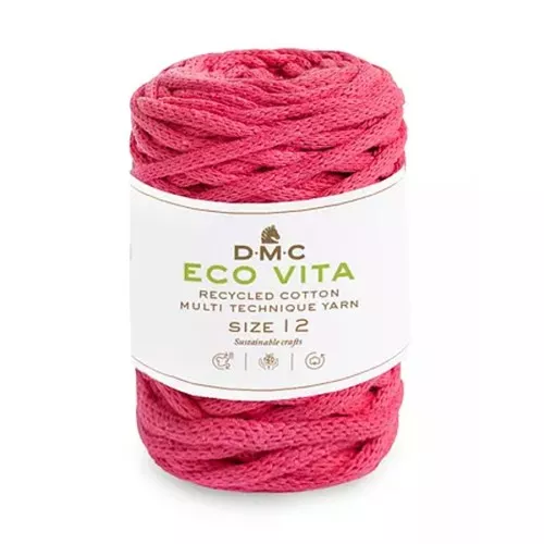 Bobina de cordón 4mm algodón reciclado para macramé DMC Eco Vita 12 - Fuchsia x55m