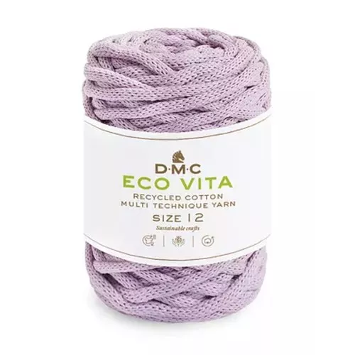 Bobina de cordón 4mm algodón reciclado para macramé DMC Eco Vita 12 - Lilas x55m