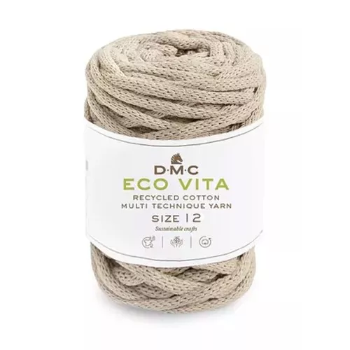 Bobina de cordón 4mm algodón reciclado para macramé DMC Eco Vita 12 - Beige x55m
