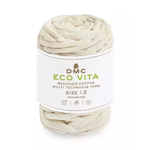 Bobina de cordón 4mm algodón reciclado para macramé DMC Eco Vita 12 - Ecru x55m
