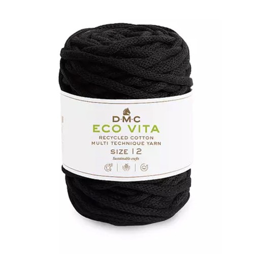 Bobina de cordón 4mm algodón reciclado para macramé DMC Eco Vita 12 - Negrox55m