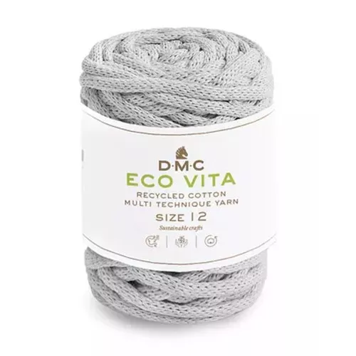 Bobina de cordón 4mm algodón reciclado para macramé DMC Eco Vita 12Gris Claro x55m