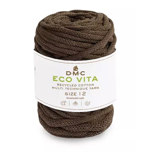 Bobina de cordón 4mm algodón reciclado para macramé DMC Eco Vita 12 - Marrón x55m