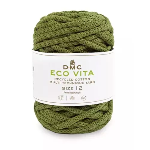 Bobina de cordón 4mm algodón reciclado para macramé DMC Eco Vita 12 - Kaki x55m