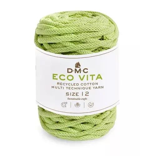 Bobina de cordón 4mm algodón reciclado para macramé DMC Eco Vita Verde Claro x55m