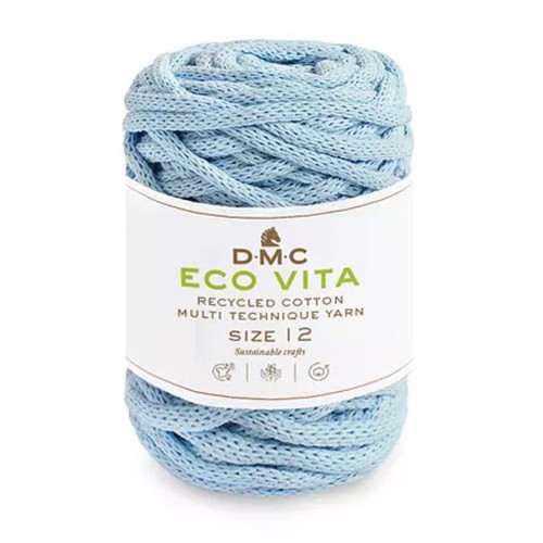 Bobina de cordón 4mm algodón reciclado para macramé DMC Eco Vita 12 Azul Ciel x55m