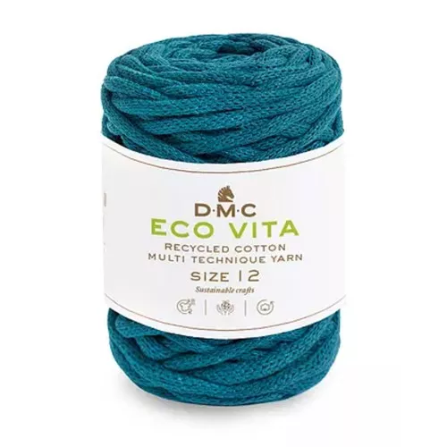 Bobina de cordón 4mm algodón reciclado para macramé DMC Eco Vita Azul canard x55m