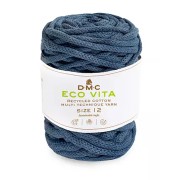 Bobina de cordón 4mm algodón reciclado para macramé DMC Eco Vita 12 Azul jean x55m