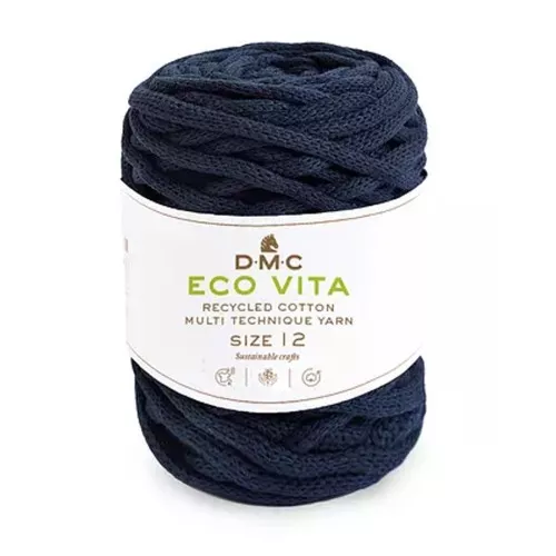 Bobina de cordón 4mm algodón reciclado para macramé DMC Eco Vita Azul Marino x55m