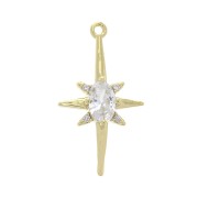 Colgante estrella del norte latón con óxido de zirconio 22.5x12.5 mm - Dorado - Crystal x1