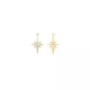 Colgante estrella del norte latón con óxido de zirconio 22.5x12.5 mm - Dorado - Crystal x1