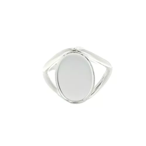 Anillo engastado cabuchón fondo plano 14x10 mm talla entre 52 y 58 de Plata 925 x1