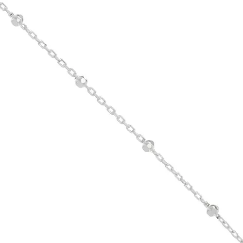 Cadena eslabón forcat rectangular con bola facetada 2.5mm (1x1) Plata 925 x50cm