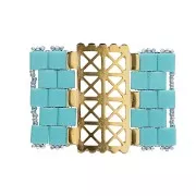 Platillo - Conector para cuentas Tila 31x20 mm Faragas III Dorado con oro fino x1