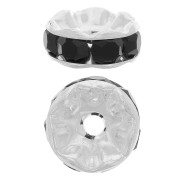 Perla rondel Strass 8 mm plateado/Jet x1