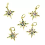 Dije estrella del norte con óxido de zirconio y anilla 13x11 mm - Dorado - Multicolor x1