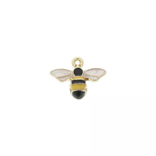 Dije abeja de zamac y resina epoxi 12x15 mm - Amarillo Negro Dorado x1