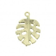 Colgante Monstera hoja Filodendro resina epoxi 27x18mm Rosa - Dorado x1