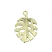 Colgante Monstera hoja Filodendro resina epoxi 27x18mm Rosa - Dorado x1