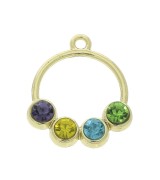 Colgante redondo calado con zamac y strass 22x19 mm - Dorado - Multicolor x1