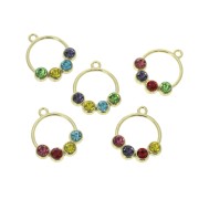 Colgante redondo calado con zamac y strass 22x19 mm - Dorado - Multicolor x1