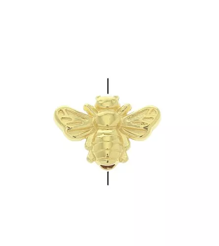 Cuenta abeja en zamac 9x12.5 mm - Dorado con oro fino x1