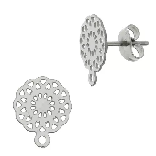 Ganchos pendientes roseta con una anilla cerrada 11 mm  de Acero inox 304L x2