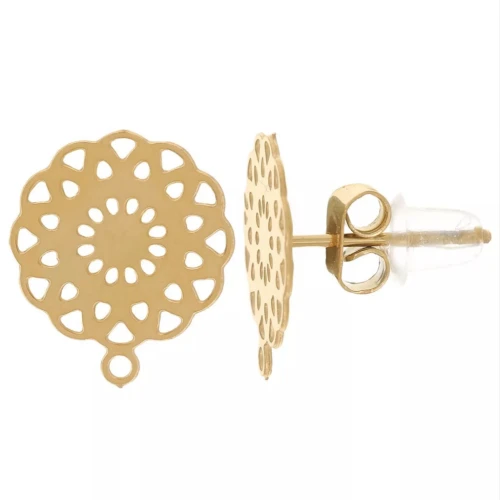 Ganchos pendientes roseta - Anillo cerrado 11 mm - Acero inoxidable 304L Dorado x2