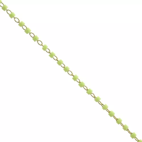 Cadena adornadacon cuentas Miyuki Delica 11/0 1.70 mm - Dorado - Verde Claro x1 m