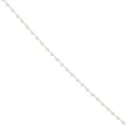 Cadena de cuentas con cuentas de imitación de nácar de 3 mm - Acero inoxidable 304L Dorado - Blanca x1m