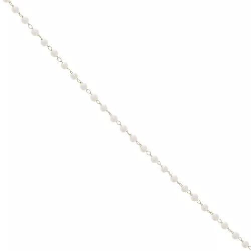Cadena de cuentas con cuentas de imitación de nácar de 3 mm - Acero inoxidable 304L Dorado - Blanca x1m
