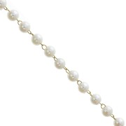 Cadena adornada de acero inox dorado con cuentas imitación nácar 4 mm - Blanco x1m|raw }}