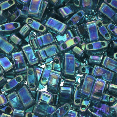 Miyuki Half Tila Beads 5x2.3x1.9mm HTL-2458 - Transparent Teal AB x10g