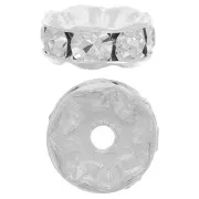 Rondelle Strass 8 mm plateado/Crystal  x1