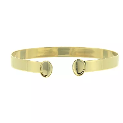 Pulsera engastado de latón 6x174 mm para cabuchón fondo plano 8x6 mm - Dorado x1