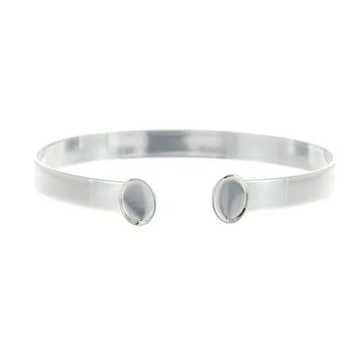Pulsera engastado de latón 6x174 mm para cabuchón fondo plano 8x6mm - Plateado x1