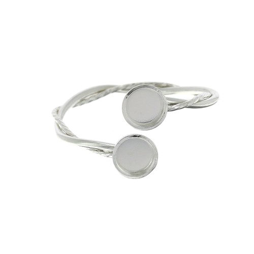 Anillo doble entrelazado para cabuchón fondo plano 4 mm en De Plata 925 x1