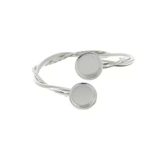 Anillo doble entrelazado para cabuchón fondo plano 4 mm en De Plata 925 x1