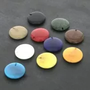 Cuenta de Tagua redonda aplanada 20 mm - Azul Turquesa x1