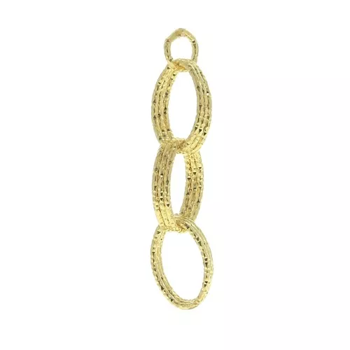 Colgante ovalado diamantado De Plata 925 35 mm Dorado al oro fino x1
