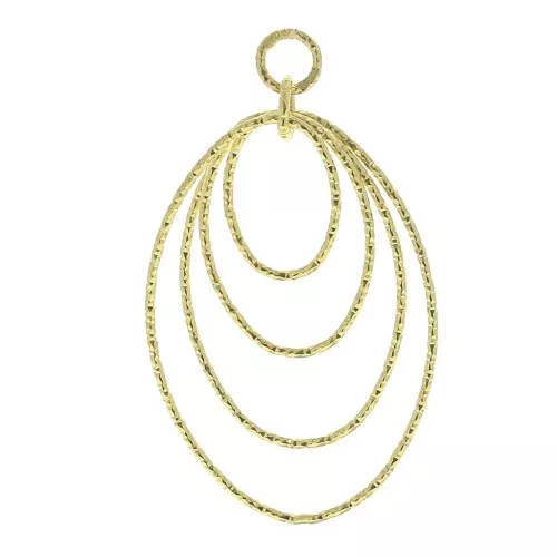 Colgante ovalado diamantado De Plata 925 35,5 mm Dorado al oro fino x1