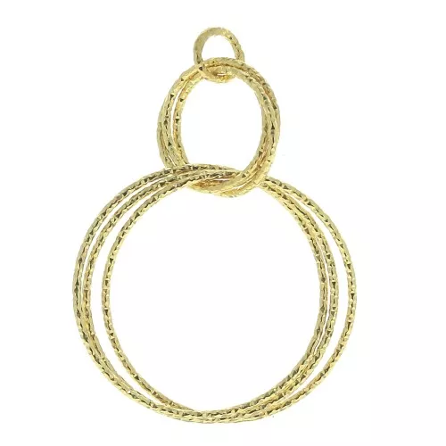 Colgante ovalado diamantado De Plata 925 38 mm Dorado al oro fino x1