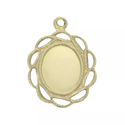 Colgante fino ovalado 16.5x12mm para cabuchón fondo plano 8x6mm Gold filled x1