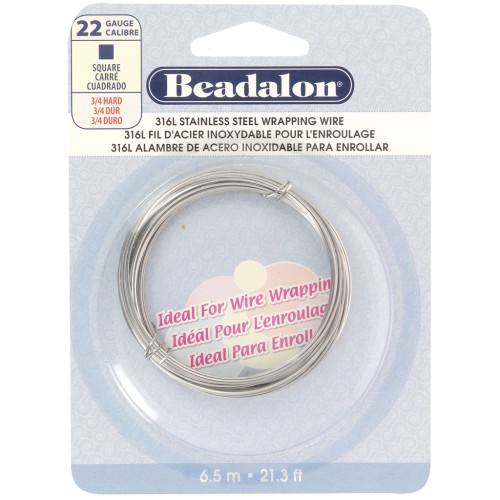 Alambre cuadrado de 0,64 mm - acero inoxidable 316L x6,5 m