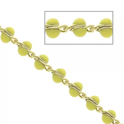 Cadena de fantasía 3mm con cuentas resina epoxi x50cm - Amarillo - Doradox50cm
